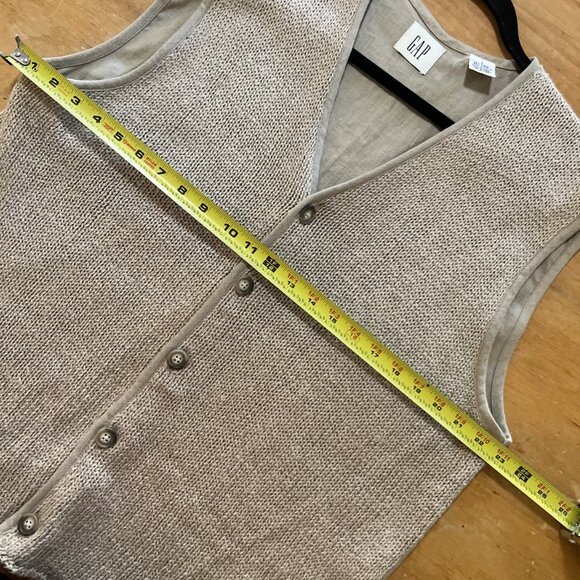 GAP Cardigan Vest Linen Cotton Blend Tan Mens L Button Up Preppy Stylish - Picture 7 of 9